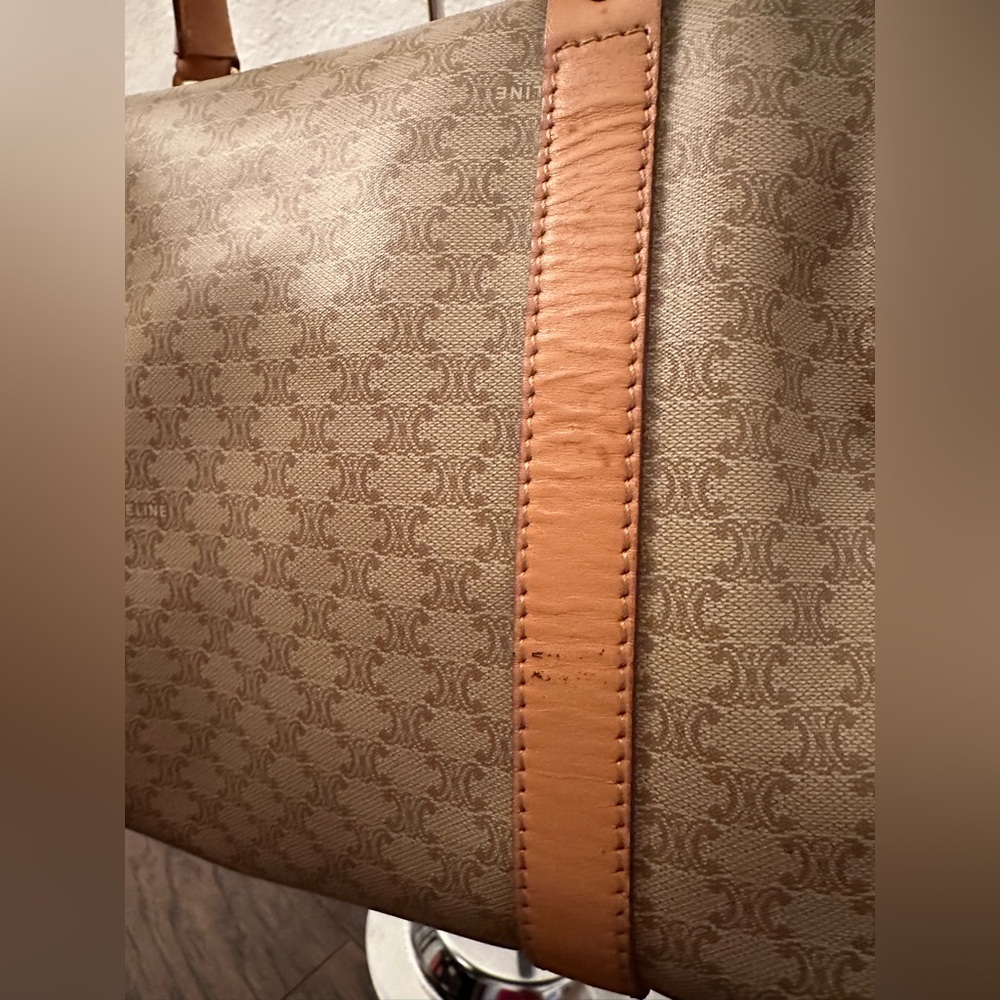 Celine Macadam Boston Bag Beige / Light Brown Coated Canvas - Picture 9 of 16